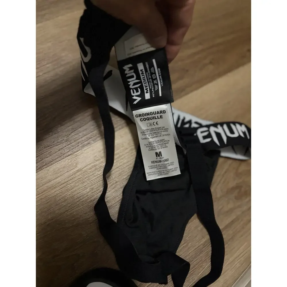 Venum Challenger Groin Guard & Cup Set Men’s Size Medium Black White MMA Boxing